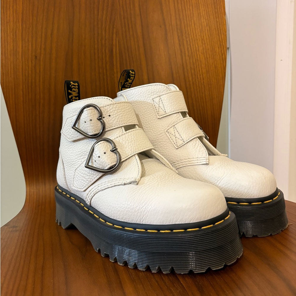 White Devon Heart Doc Marten Boot